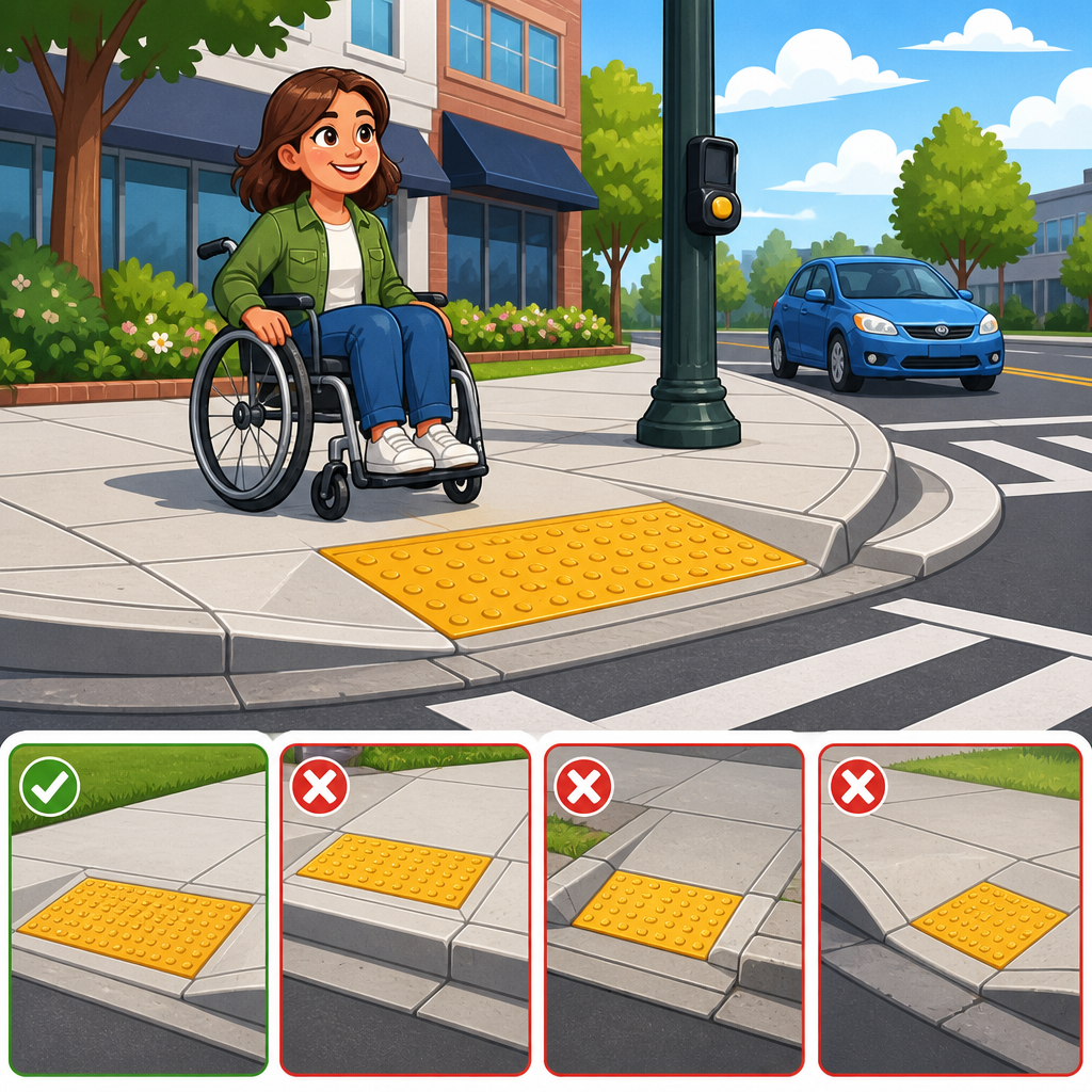Curb Ramp Detectable Warnings: Size, Placement, and Common Installation Errors